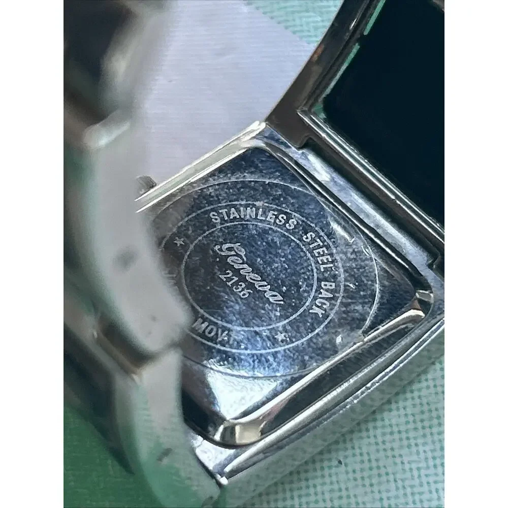 Geneva Silver Tone Black And Silver Camo Band Women’s Quartz Watch